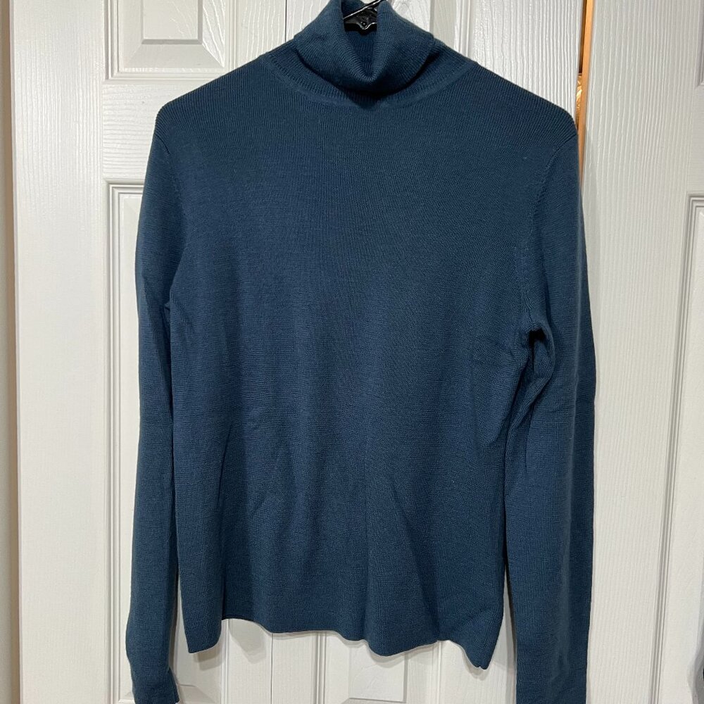 Old Navy Wm XL Wool Blend Blue Turtle Neck Sweater Casual Comfort Cabincore
